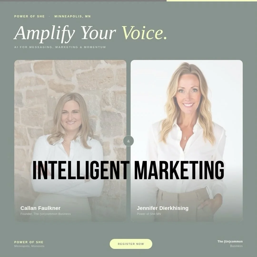 What if your marketing wasn&rsquo;t just consistent&hellip; but intelligent?
This Wednesday at Power of She, Callan Faulkner will show you how to use AI to deeply understand your ideal client and turn that insight into messaging that actually works.
