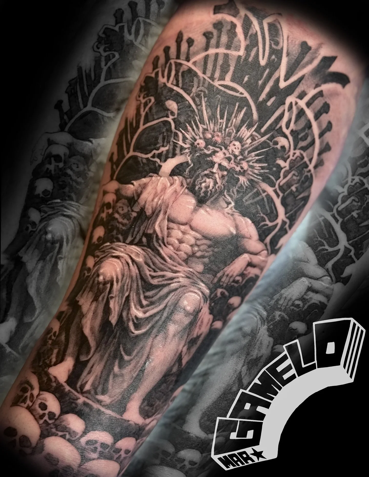 #Hades piece
WIP of a underworld themed sleeve
Thank you for your trust!

Books Open 
gamelotattoo@gmail.com
.
.
.
.
.
.
.
.
.
.
#blackandgreytattoo #realismtattoo #blackandgreyrealism #realistictattoo #blackandgraytattoos #realismtattoos #blackngrey