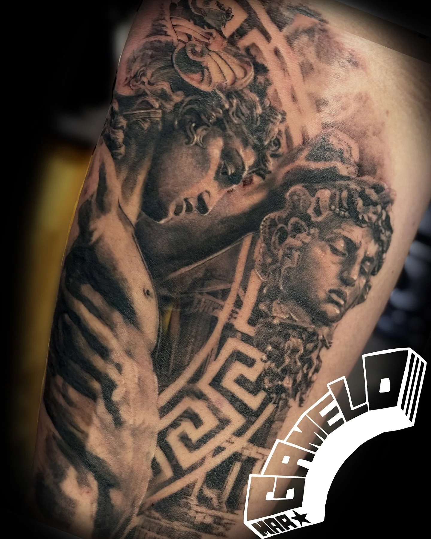 #perseus #medusa 
Thank you for your trust! 

Books Open !
Gamelotattoo@gmail.com

.
.
.
.
.
.
.
.
.
.
.

#blackandgreytattoo #realismtattoo #blackandgreyrealism #realistictattoo #blackandgraytattoos #realismtattoos #blackngreytattoo #greyscaletattoo