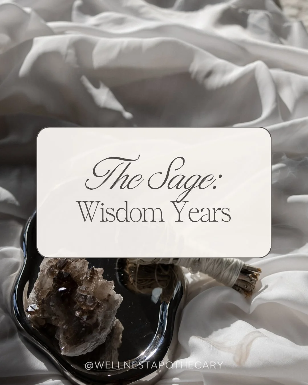 The Sage years are the wisdom years.
She carries the depth of every season she has walked through: child, maiden, lover, mother, matriarch. Now she wears them as a crown.
This is the season of slowing, reflecting, and teaching.
A time to honor all sh