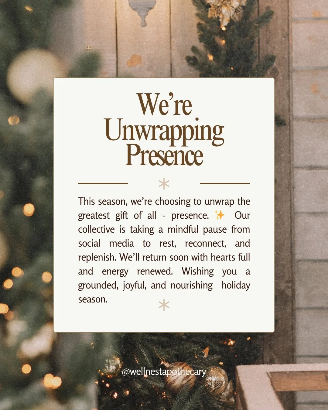 May you also unwrap your greatest gifts of all ✨

Love, 
Your Wellnest Apothecary team
🤍🤍🤍