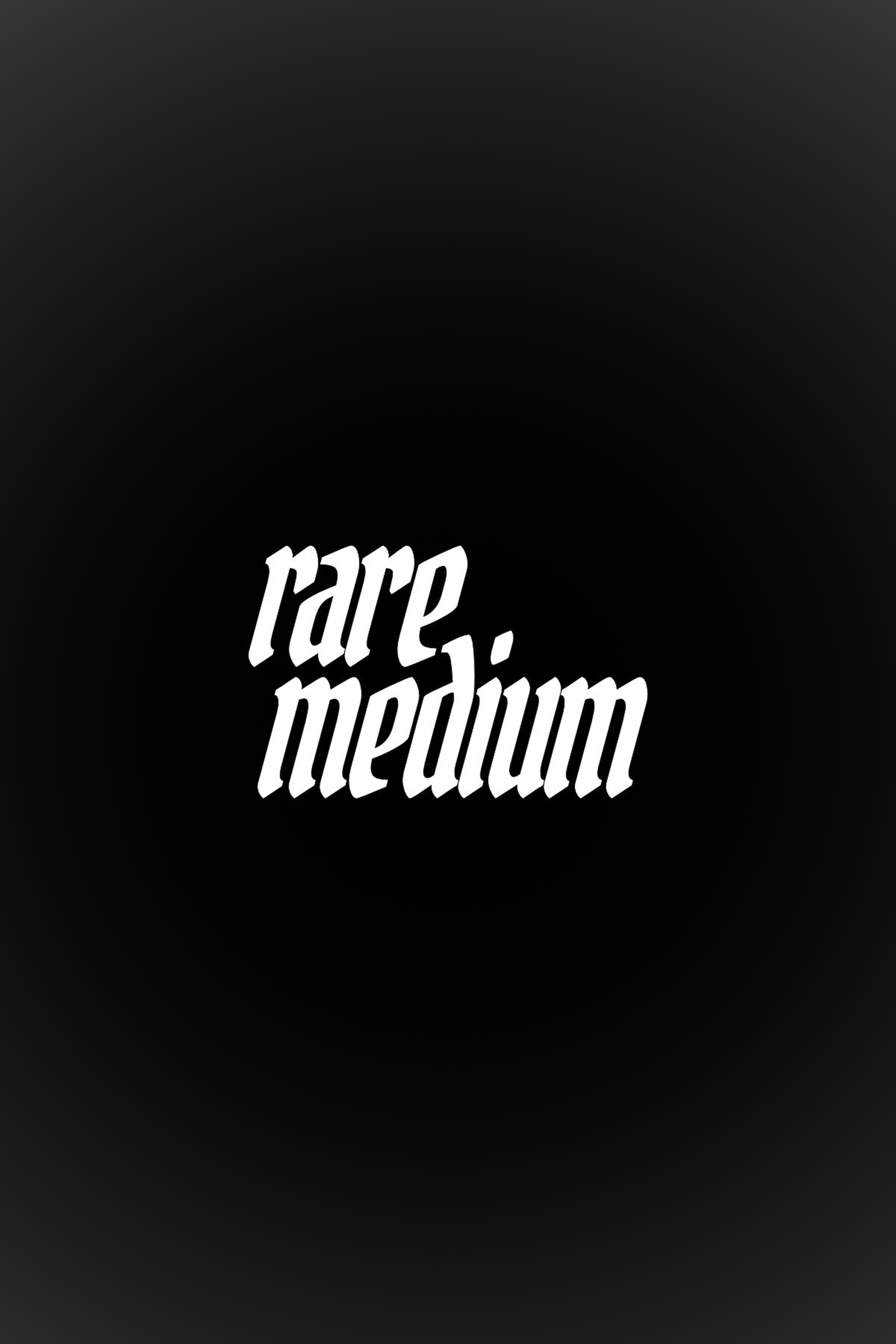 Text in white reads 'rare. medium' on a black background.