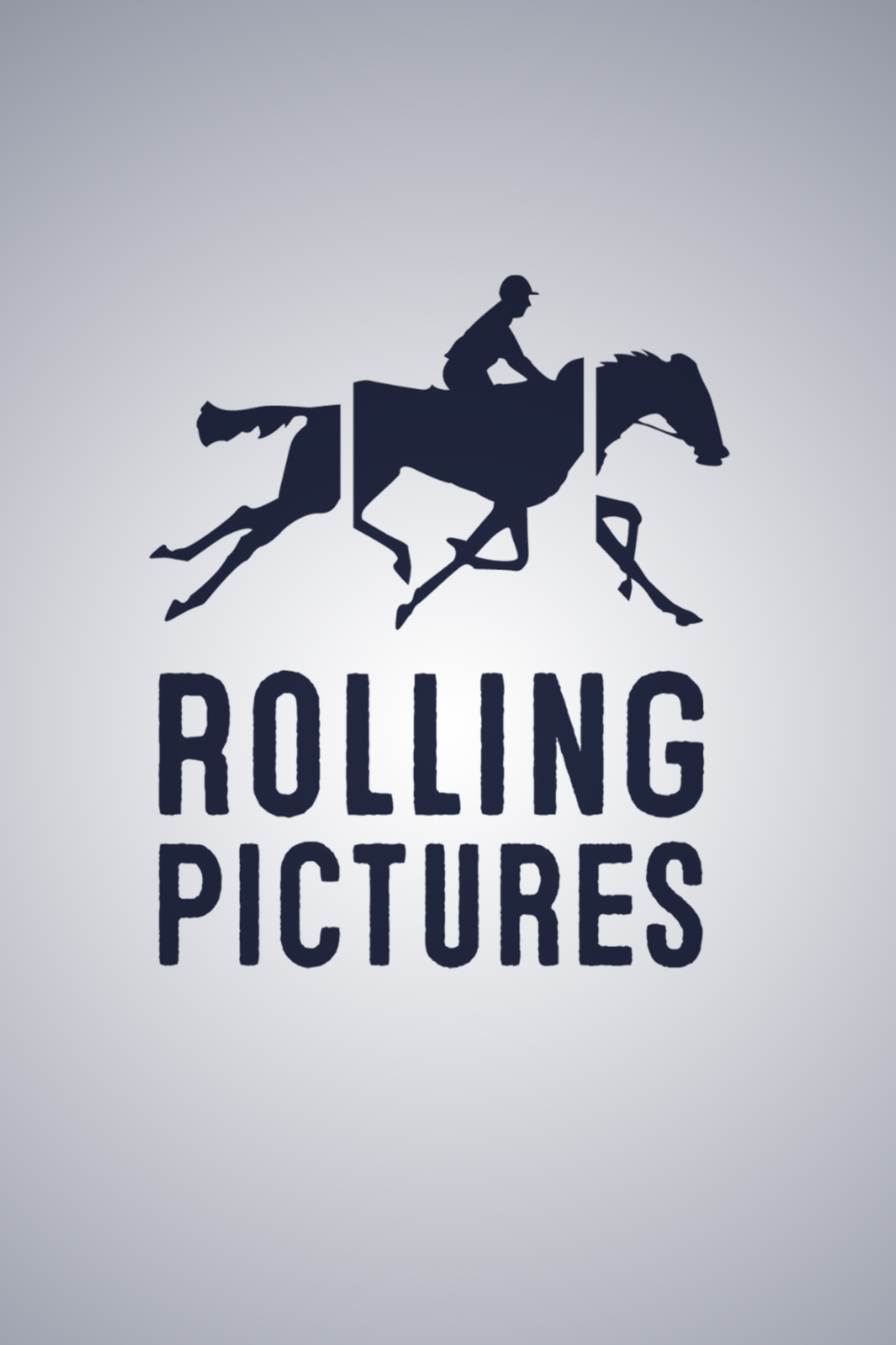 Silhouette of a person riding a galloping horse with the words "Rolling Pictures" below.
