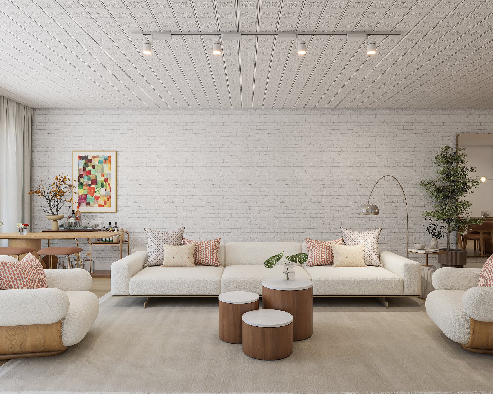New York City - West Village Modern Living Room & Dining Area