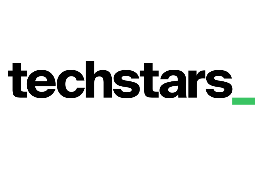 Logo of Techstars with letters in black and green line at the end.