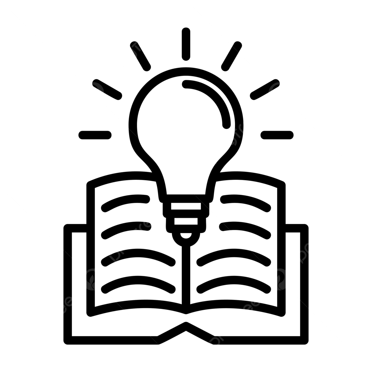 Outline of a light bulb connected to an open book, symbolizing ideas and knowledge highlighting the importance of knowledge around mental health.