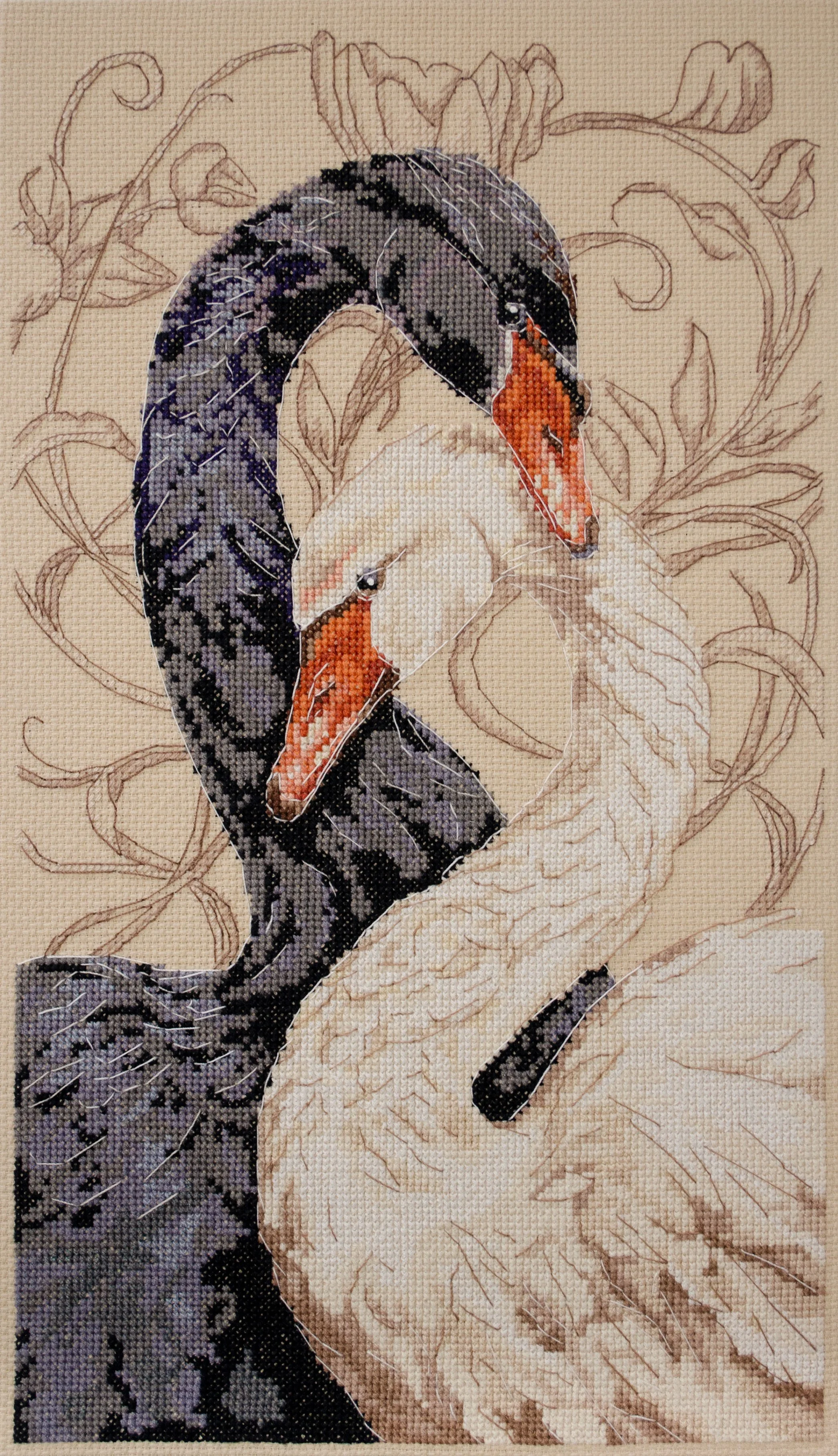 PREORDER DIY Preciosa Bead Embroidery Kit on Art Canvas "Swans of love" Abris Art, Needlework Craft Kit AH-269