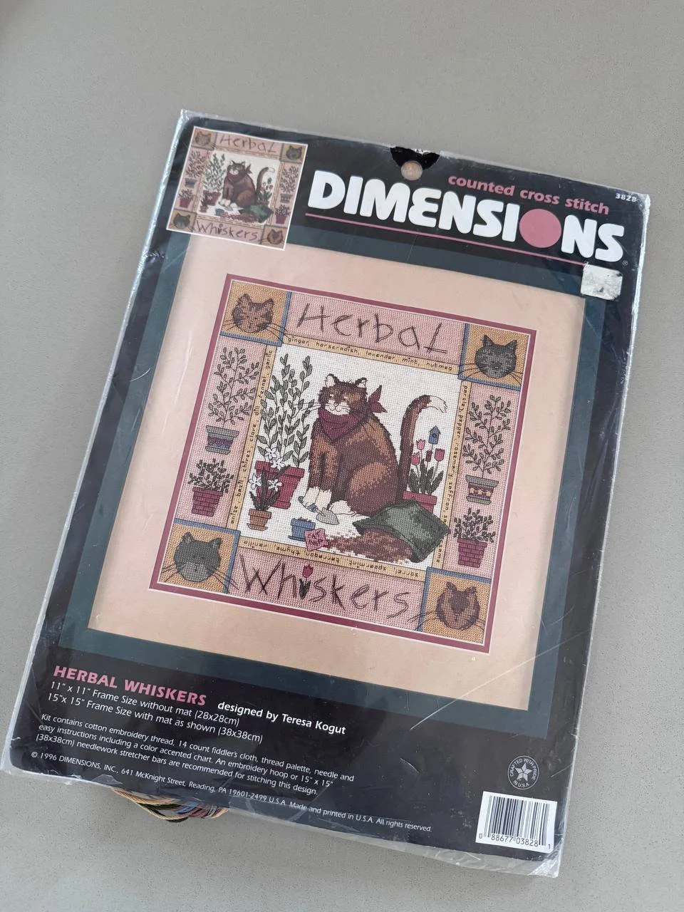 Vintage Rare 1996 Dimensions  cross stitch kit "Herbal Whiskers" 3828 14ct
