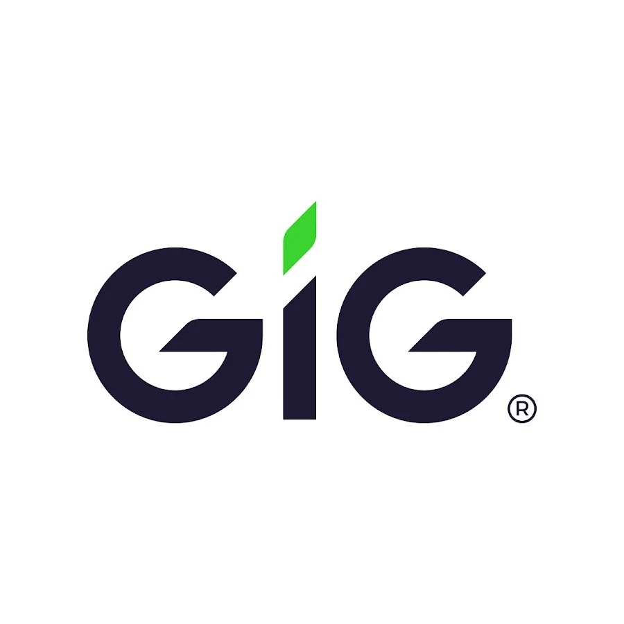 Logotipo de GIG con letras negras y un acento verde en la letra 'i' sobre fondo blanco.