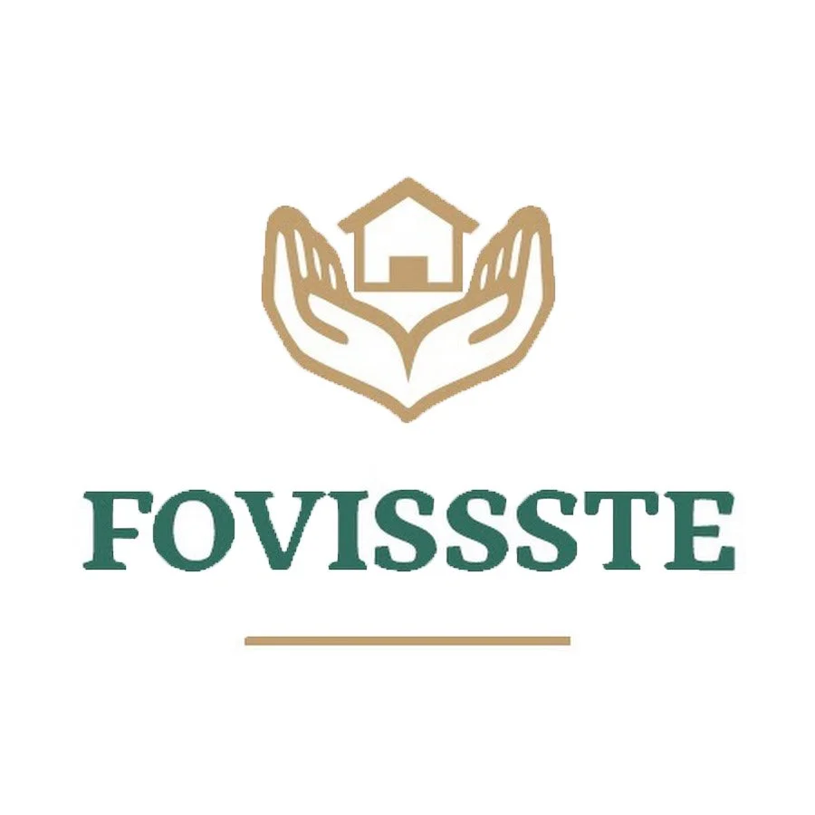 Logotipo que muestra dos manos abiertas en forma de protección y una casa en el centro, con la palabra 'FOVISSSTE' debajo.