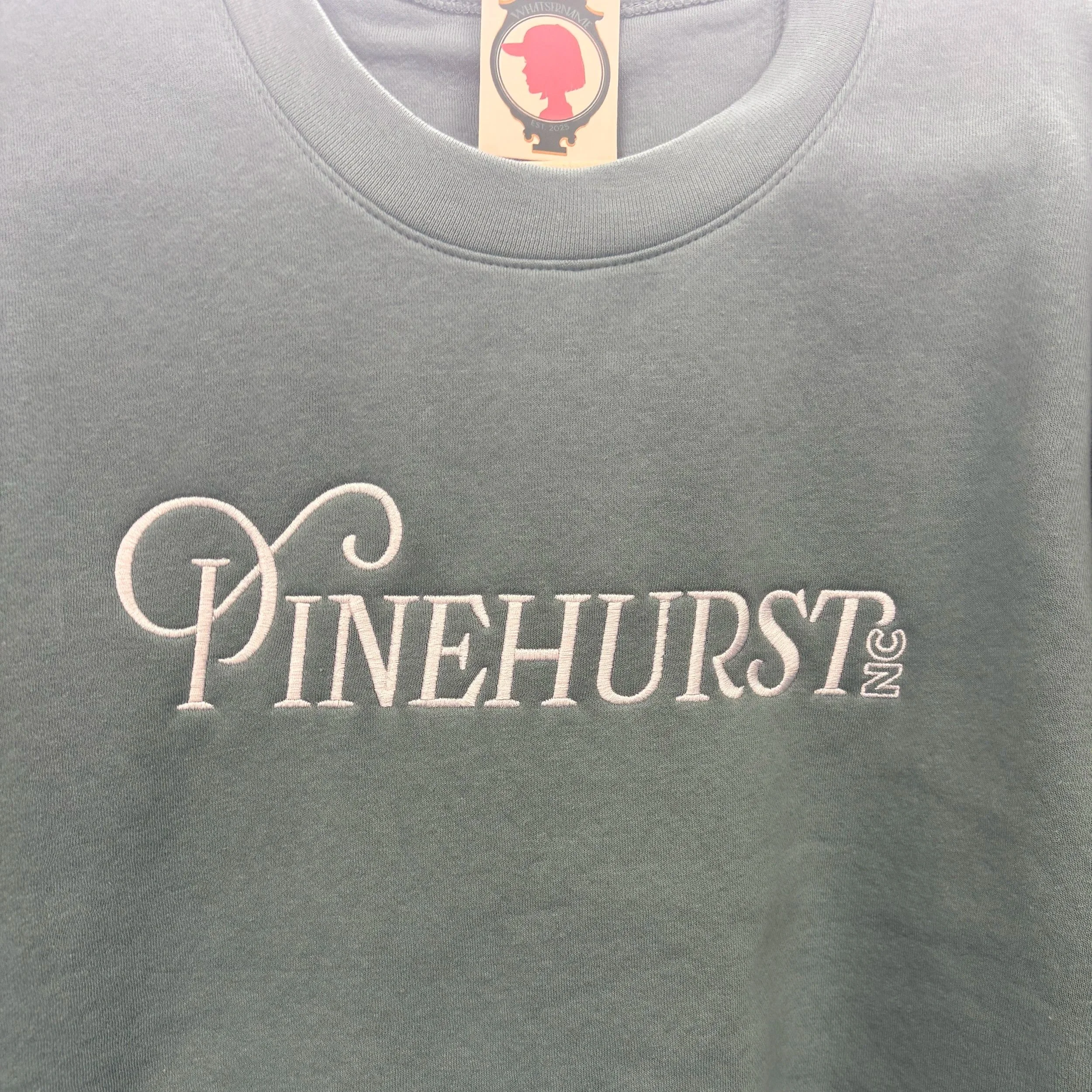 Embroidered teal sweatshirt golf gift Pinehurst NC
