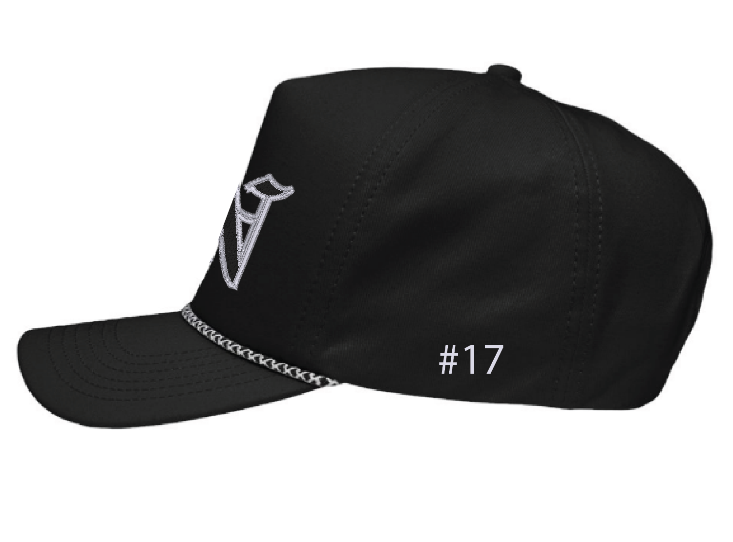 Customized black Nation Fastpitch hat with player number added to the side