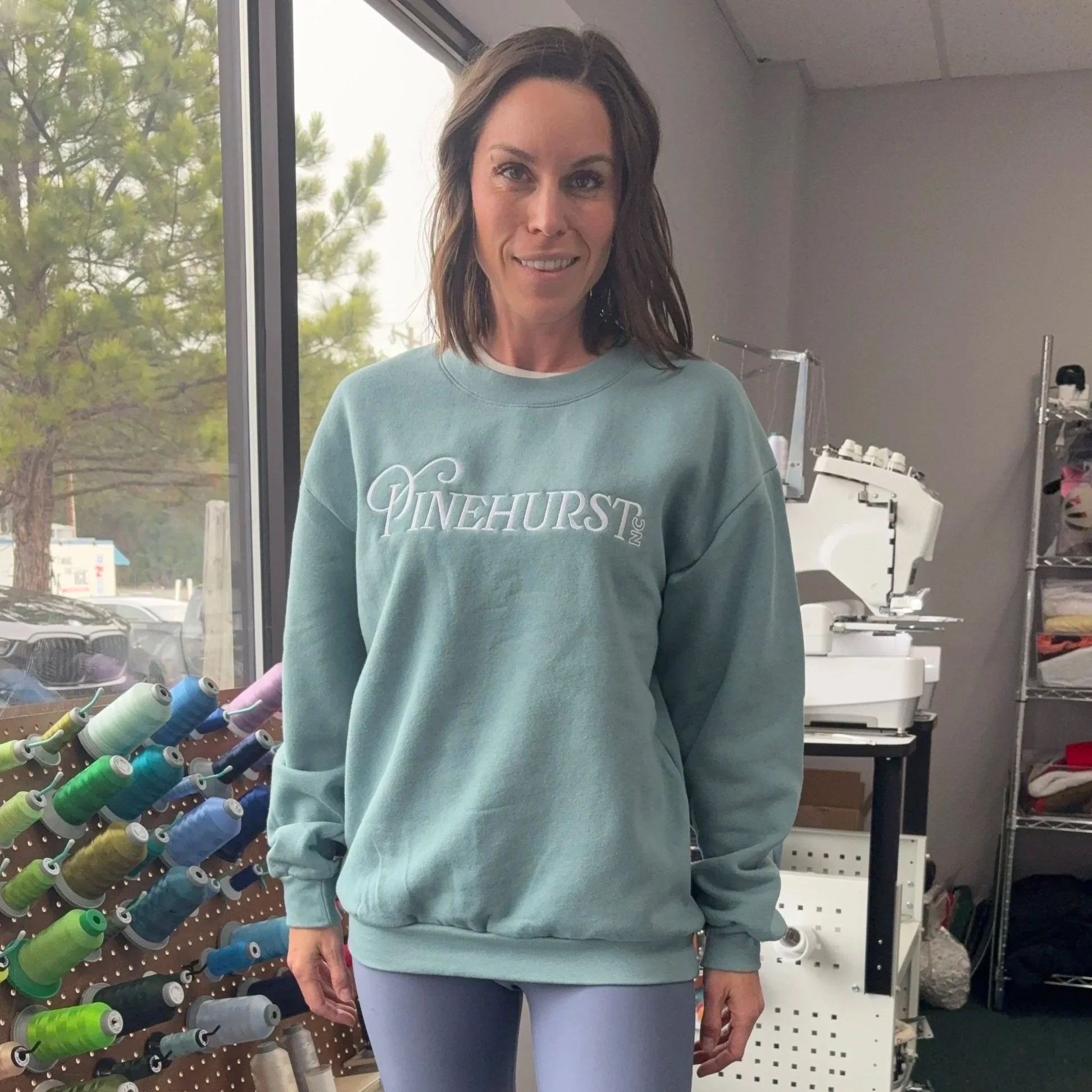 green Pinehurst golf sweatshirt, fleece, American Apparel unisex fit