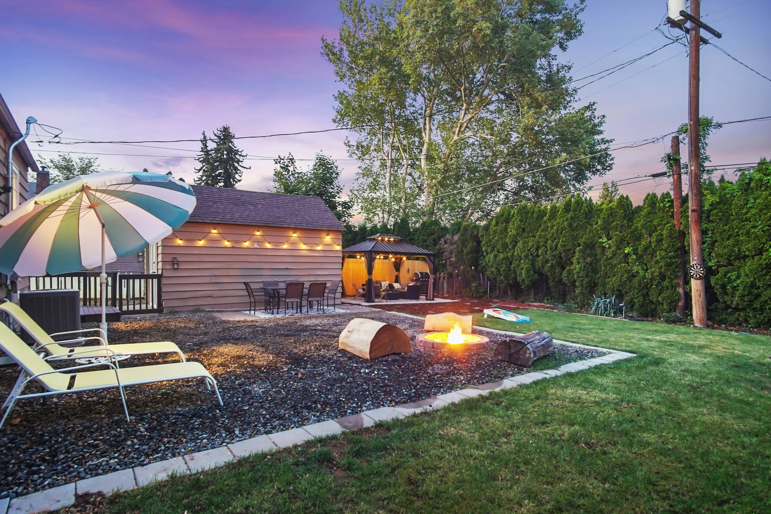 The best part of the home is the large green backyard