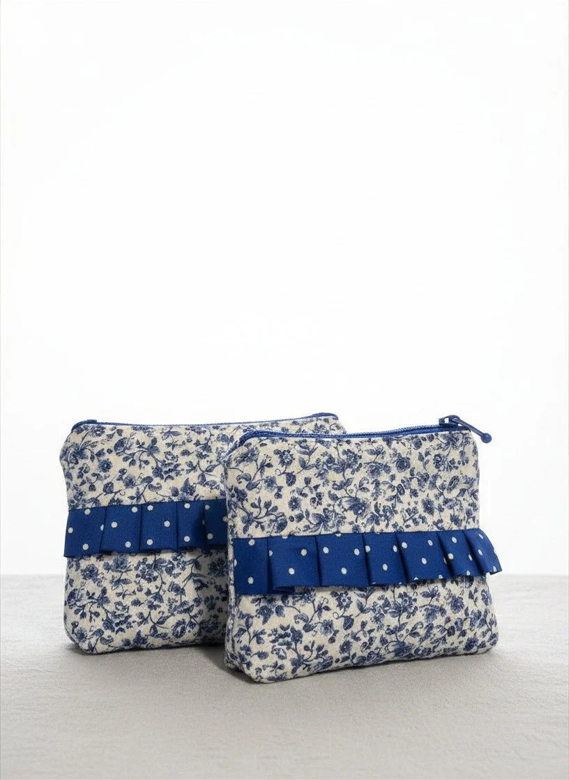 Blue Belle Ruffle Wristlet