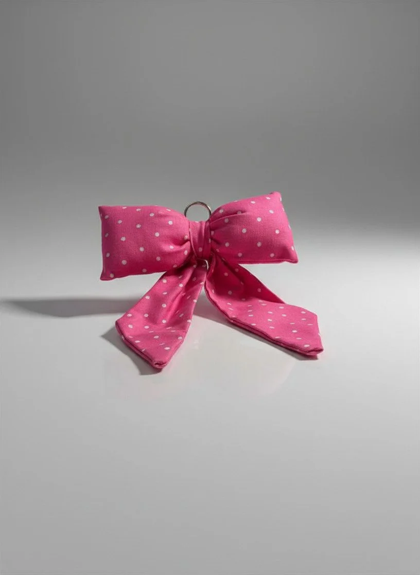 Pink Polka Dot Bow Keychain
