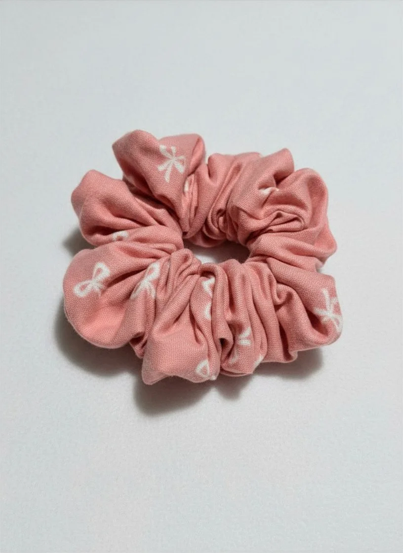 Blush Bow Pink Scrunchie