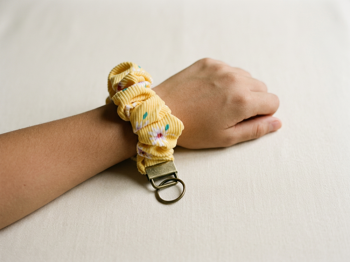 ☀️ Sunshine Daisy Scrunchie Wristlet Keychain