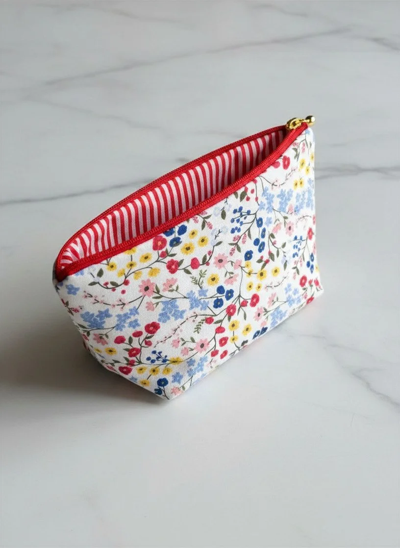 Floral Charm Zipper Pouch