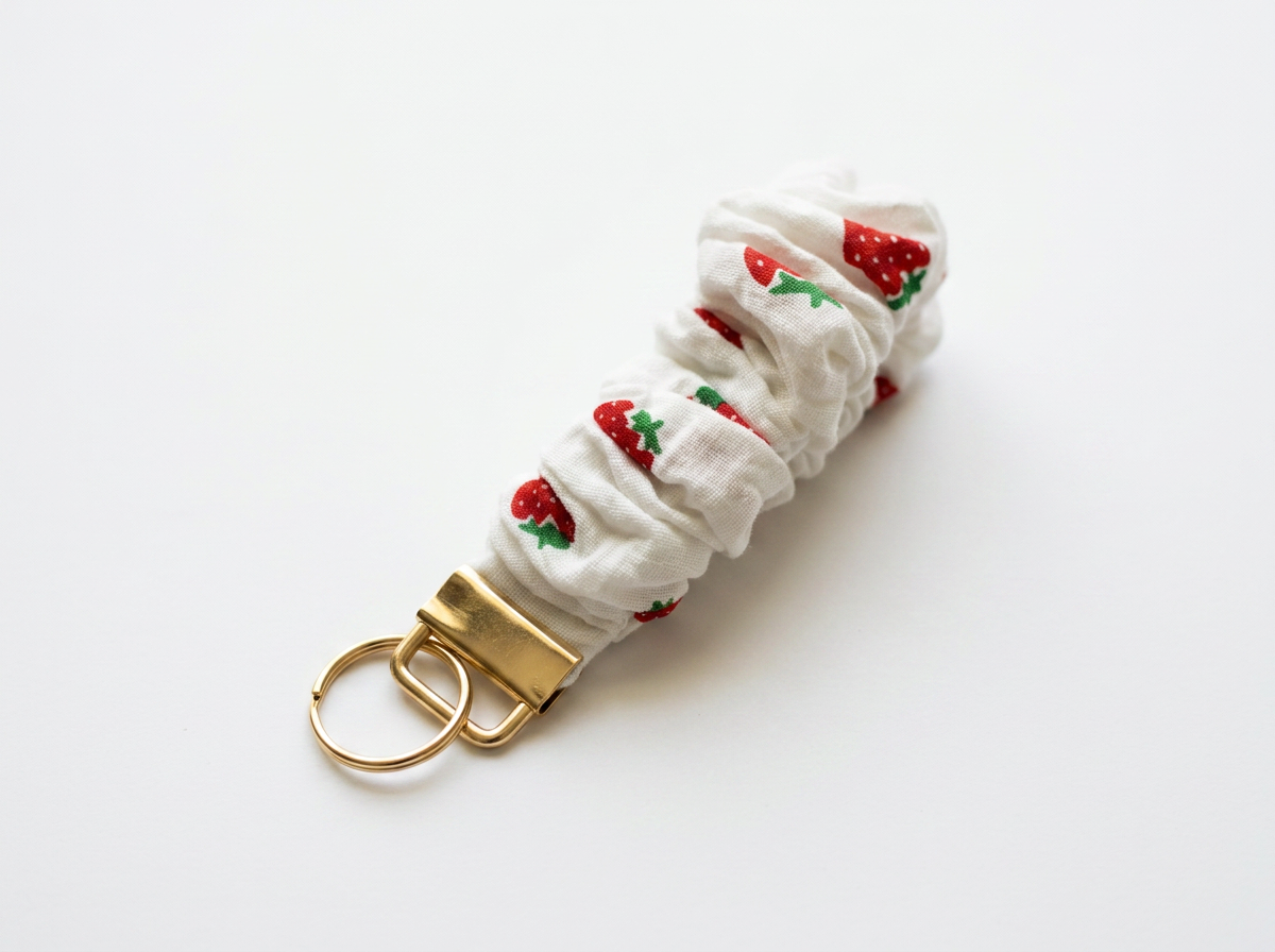 Strawberry Delight Scrunchie Keychain