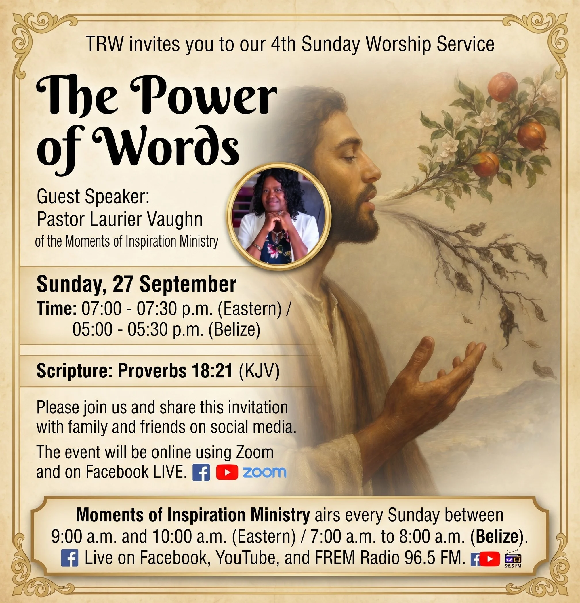 4th Sunday Worship Service 27SEP26 - "The Power of Words"