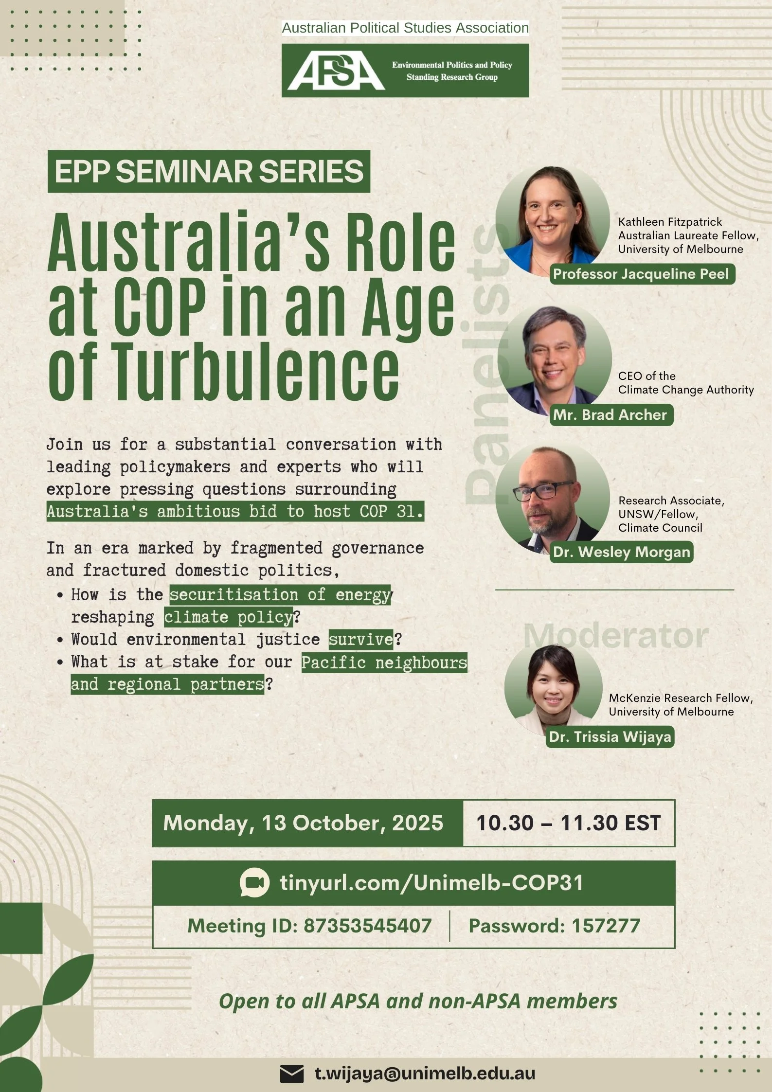 Australia's Role at COP in an Age of Turbulence