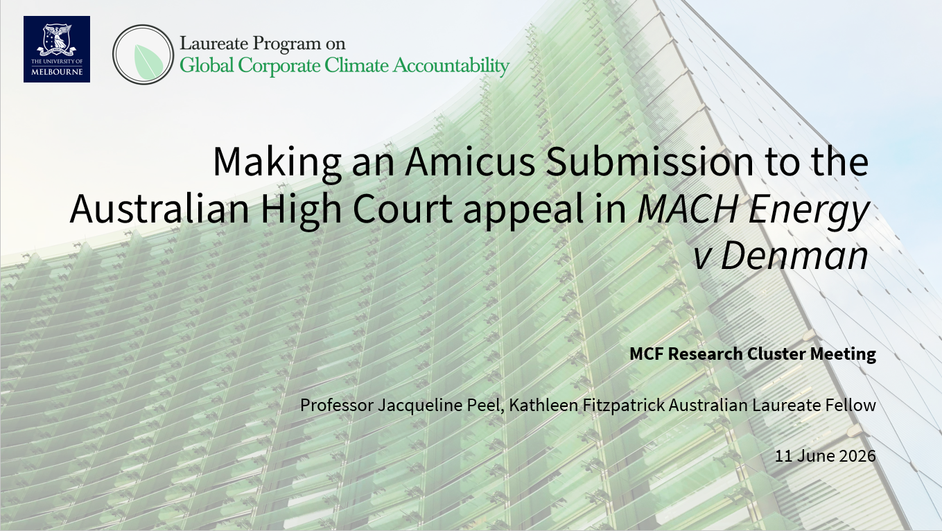 Making an Amicus Submission to the Australian High Court appeal in MACH Energy v Denman