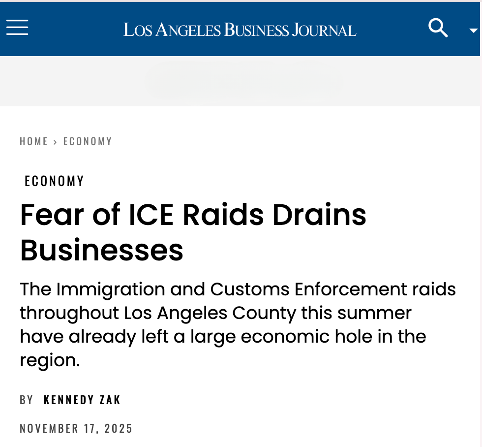 LA Business journal: Fear of ICE Raids Drains Businesses