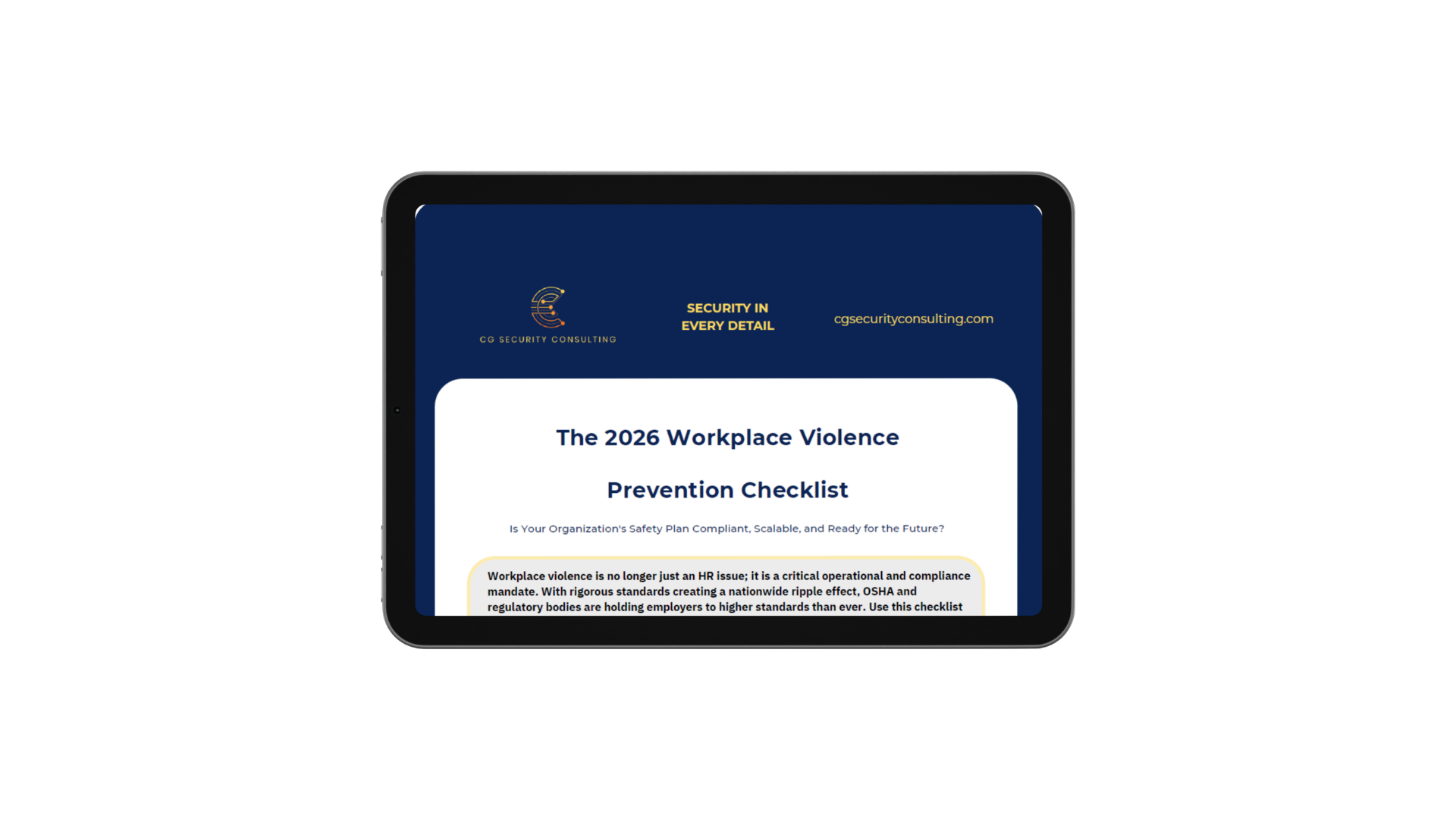 Workplace Violence Prevention Plan Checklist