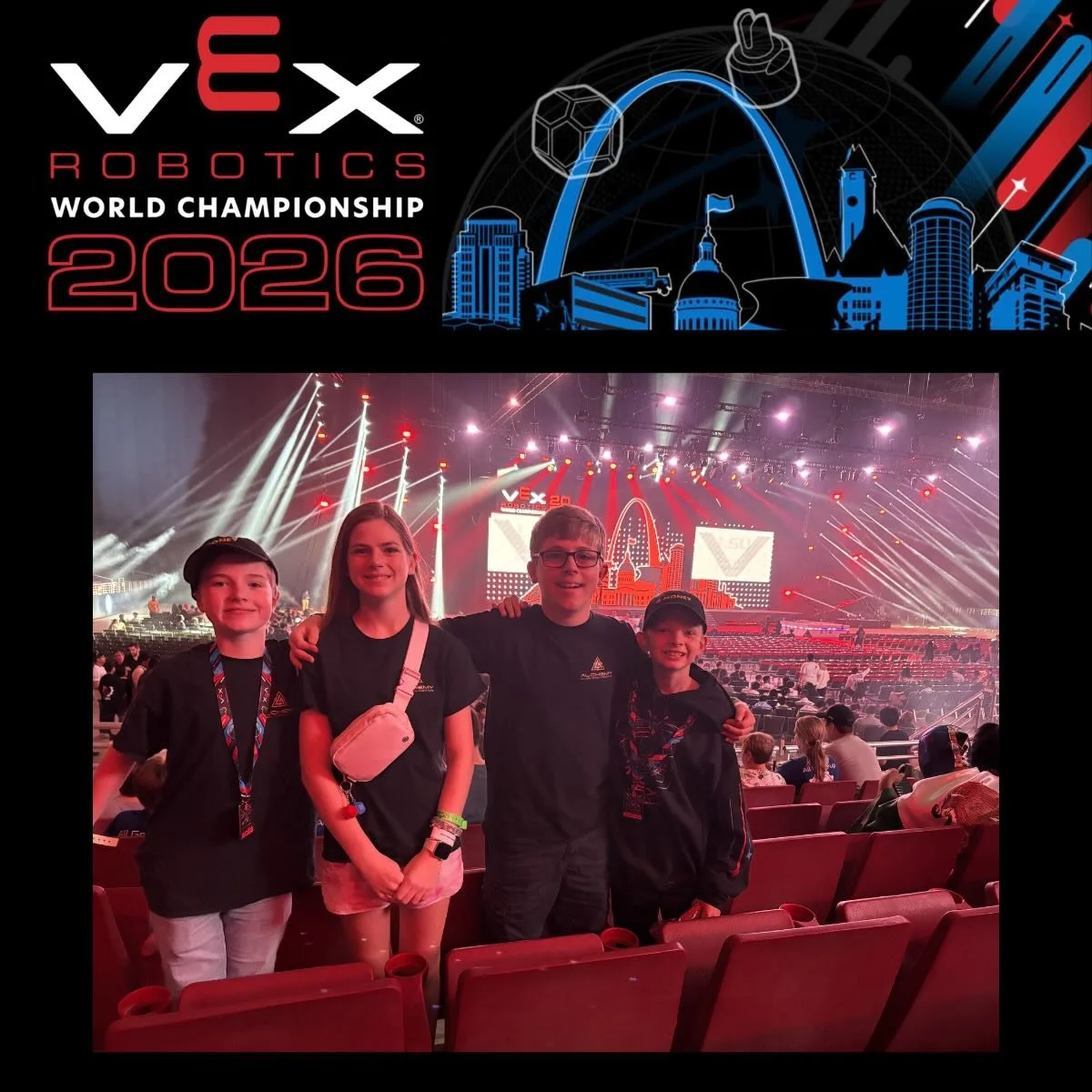 🔥WORLD STAGE. BIG MOMENTS. LET&rsquo;S GO. 🔥

This weekend, our middle school teams GMONEY (57711M) and ALUMINUM (57711A) are taking on the best of the best at the VEX Robotics World Championship! 
We could not be more proud of these teams!

These 