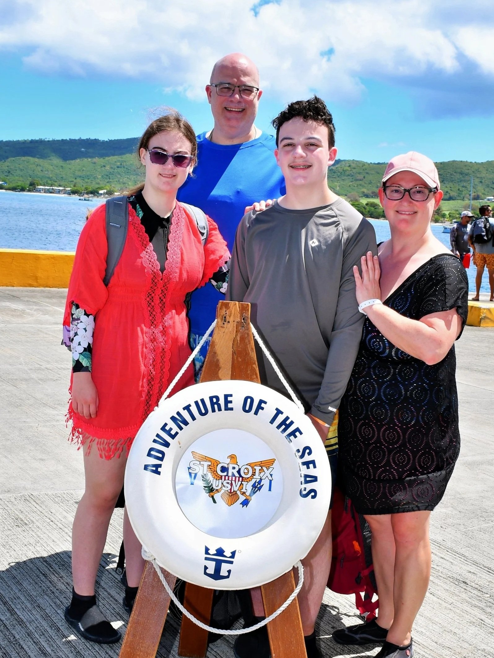Family on cruise pier at St. Croix