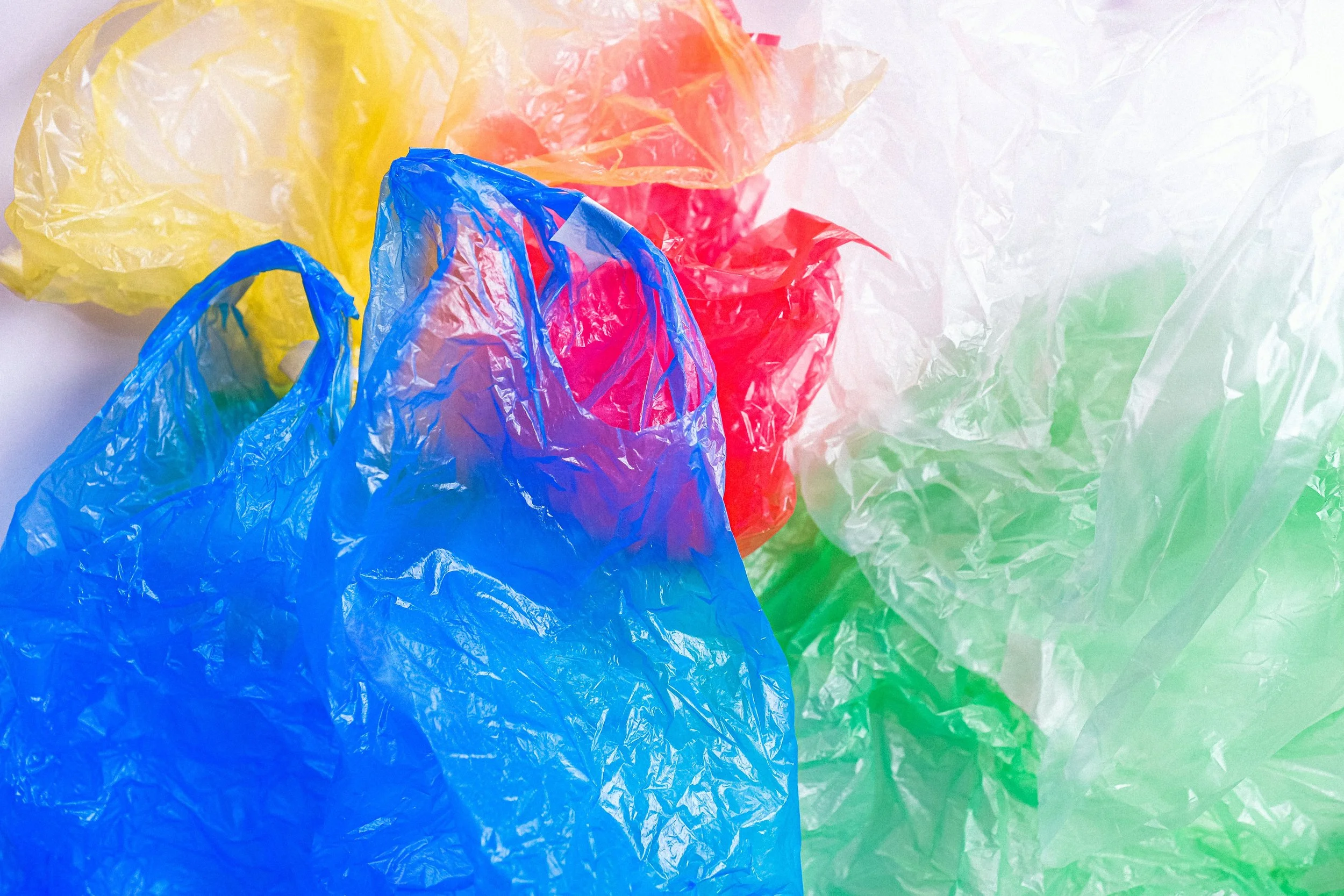 colorful empty grocery bags