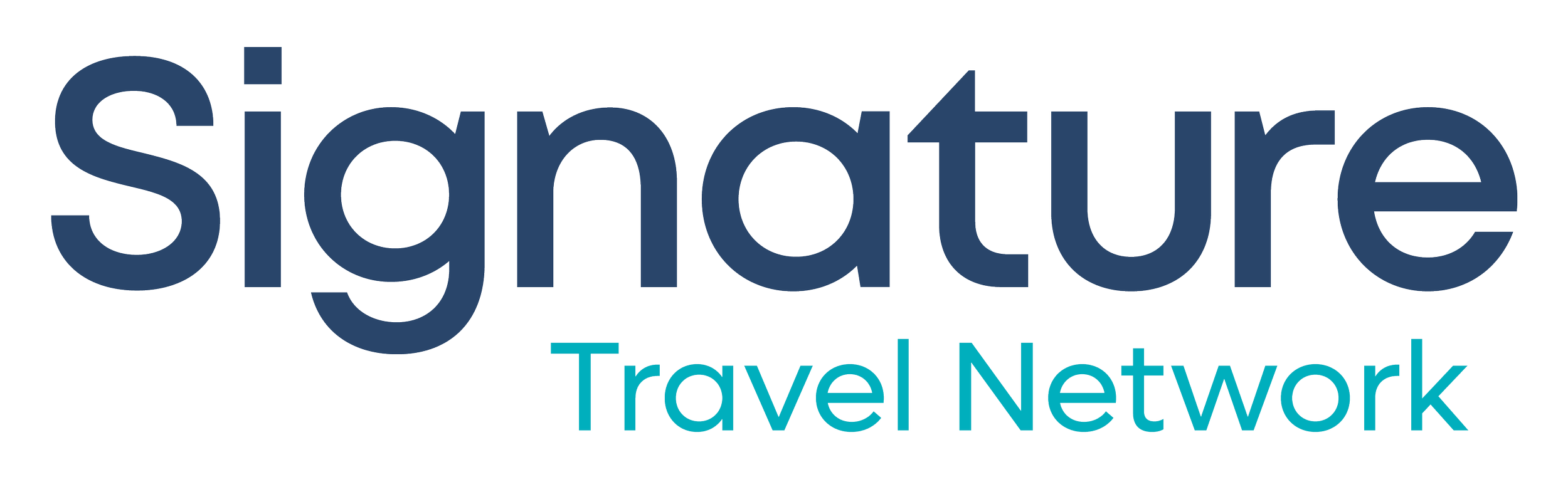 Logos of Signature Travel Network with the word 'Signature' in large blue letters and 'Travel Network' in smaller turquoise letters below.
