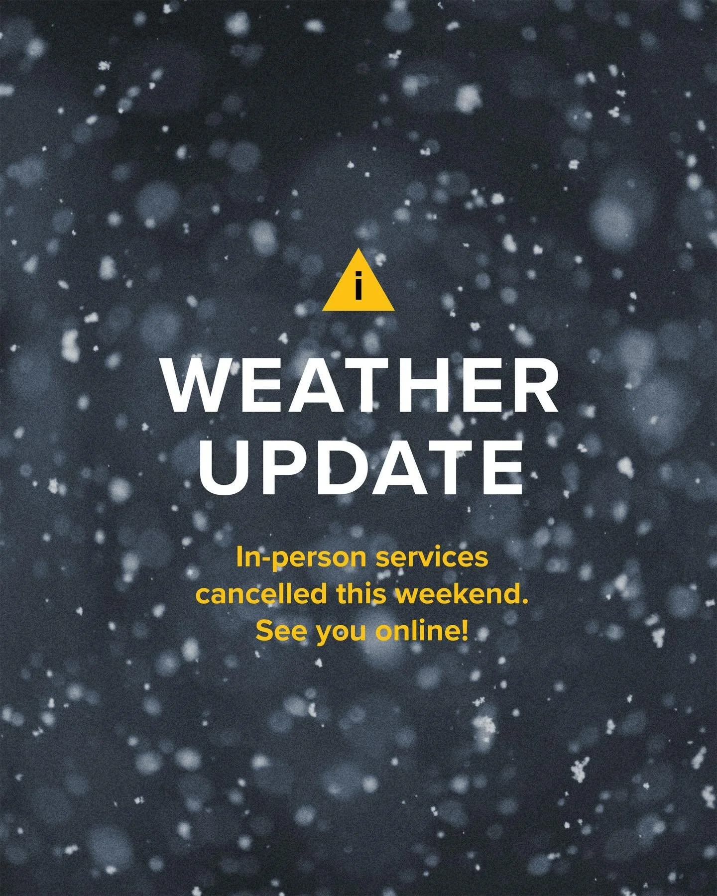 Winter Weather Update &mdash; Sunday Service Online ONLY!

Encounter Church family, due to inclement weather, our Sunday morning service will be online only this week. 

🕙 Sunday at 10:00 AM
🎥Watch live on Facebook &amp; YouTube &mdash; at encounte