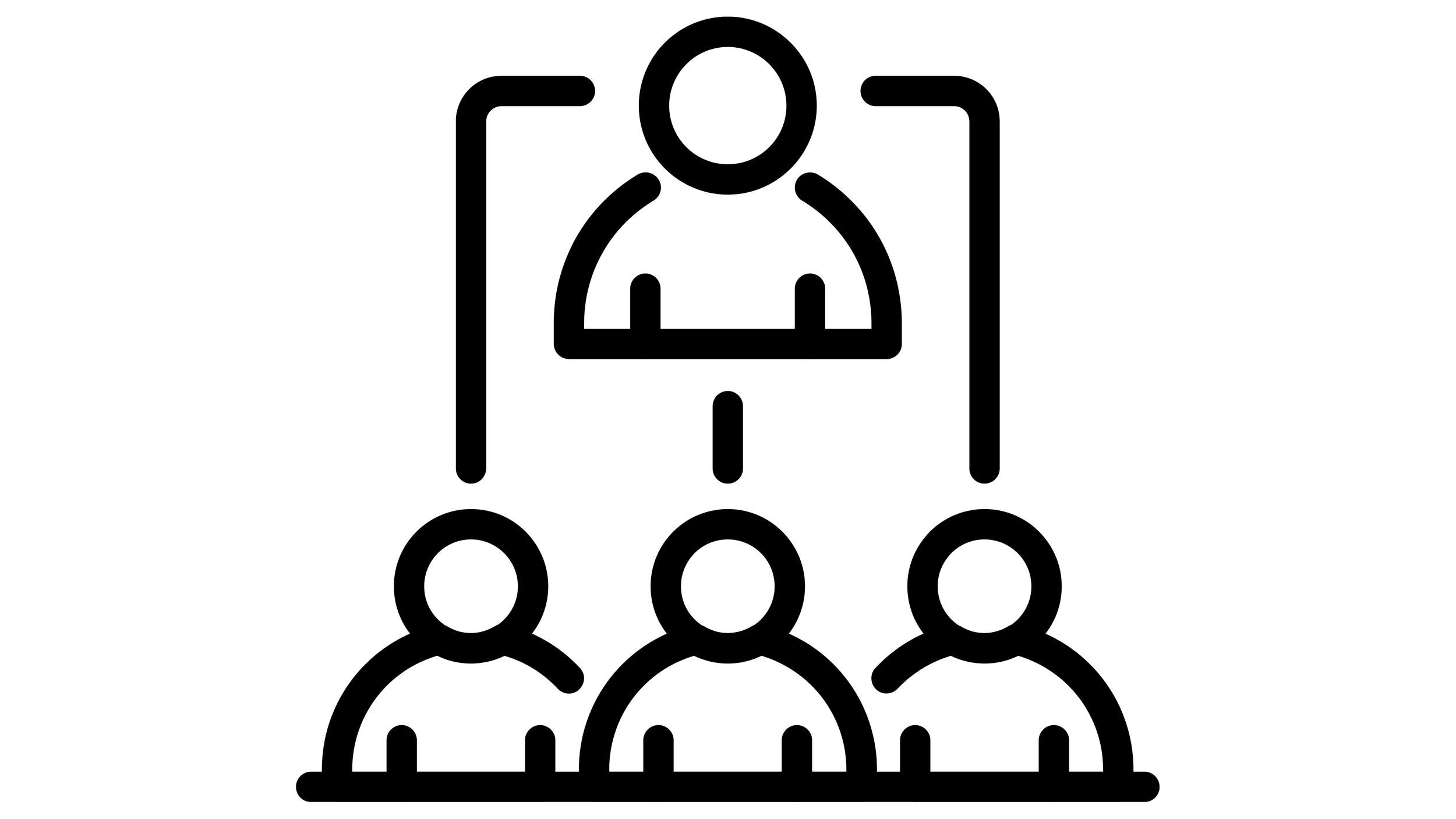 Icon of a person speaking or leading a group in a meeting or presentation with three seated individuals.