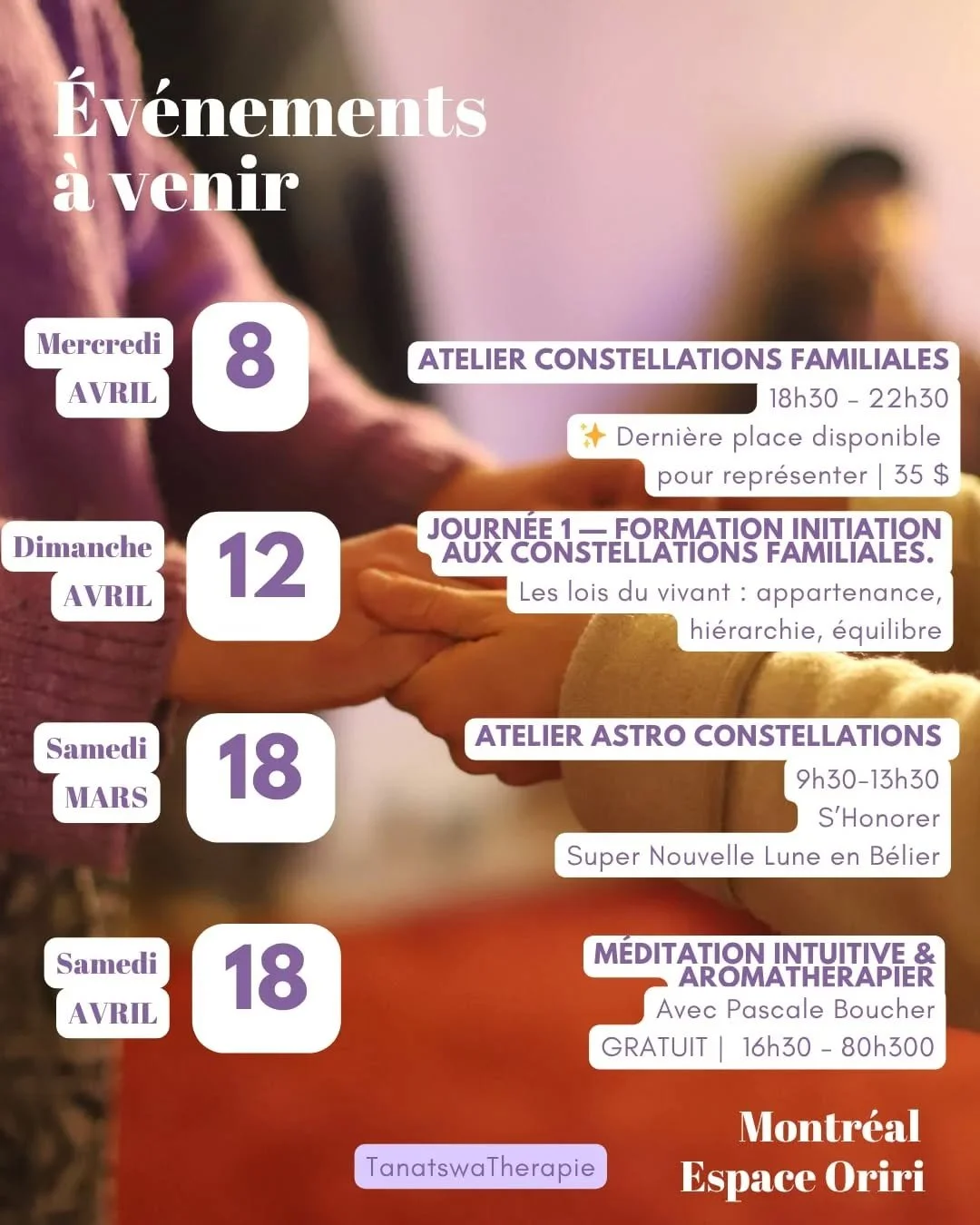 ✨ Avril a commenc&eacute;.
Et avec lui&hellip; une invitation &agrave; ne plus rester au m&ecirc;me endroit.
Ce que tu ressens, ce qui bloque, ce qui revient&hellip;
n&rsquo;est peut-&ecirc;tre pas l&agrave; pour te freiner, mais pour &ecirc;tre vu a