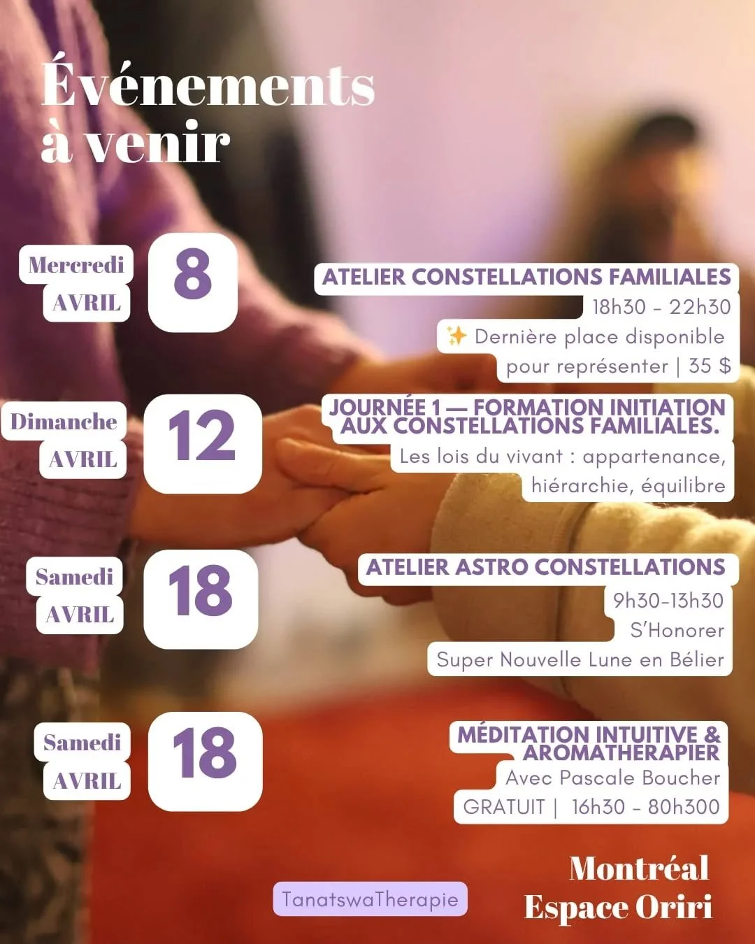 ✨ Avril a commenc&eacute;.
Et avec lui&hellip; une invitation &agrave; ne plus rester au m&ecirc;me endroit.
Ce que tu ressens, ce qui bloque, ce qui revient&hellip;
n&rsquo;est peut-&ecirc;tre pas l&agrave; pour te freiner, mais pour &ecirc;tre vu a