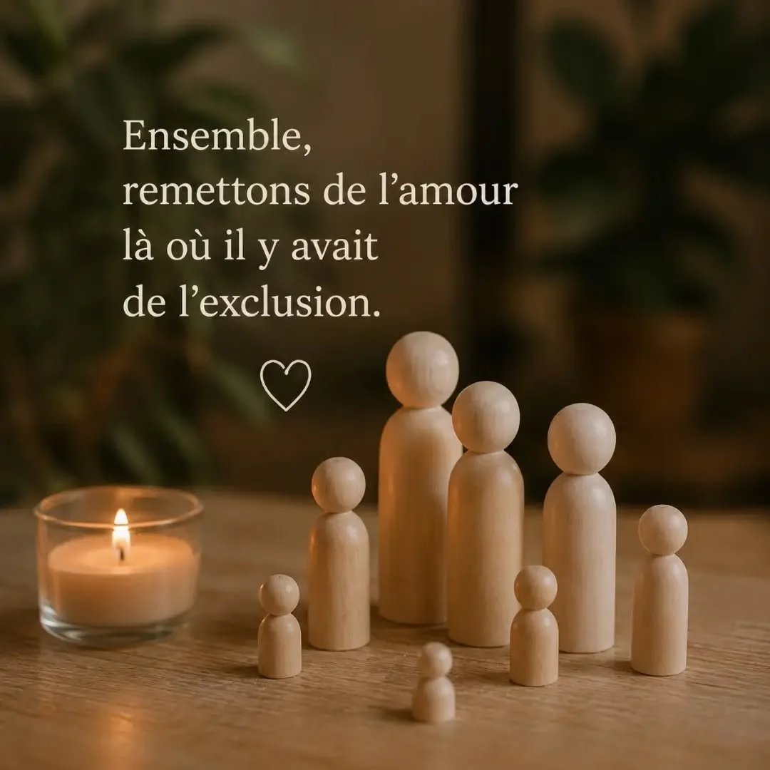 ✨ Ensemble, remettons de l&rsquo;amour l&agrave; o&ugrave; il y a eu de l&rsquo;exclusion.

Dans nos familles, certaines histoires ont &eacute;t&eacute; tues.
Certaines personnes oubli&eacute;es, rejet&eacute;es ou mises &agrave; l&rsquo;&eacute;cart