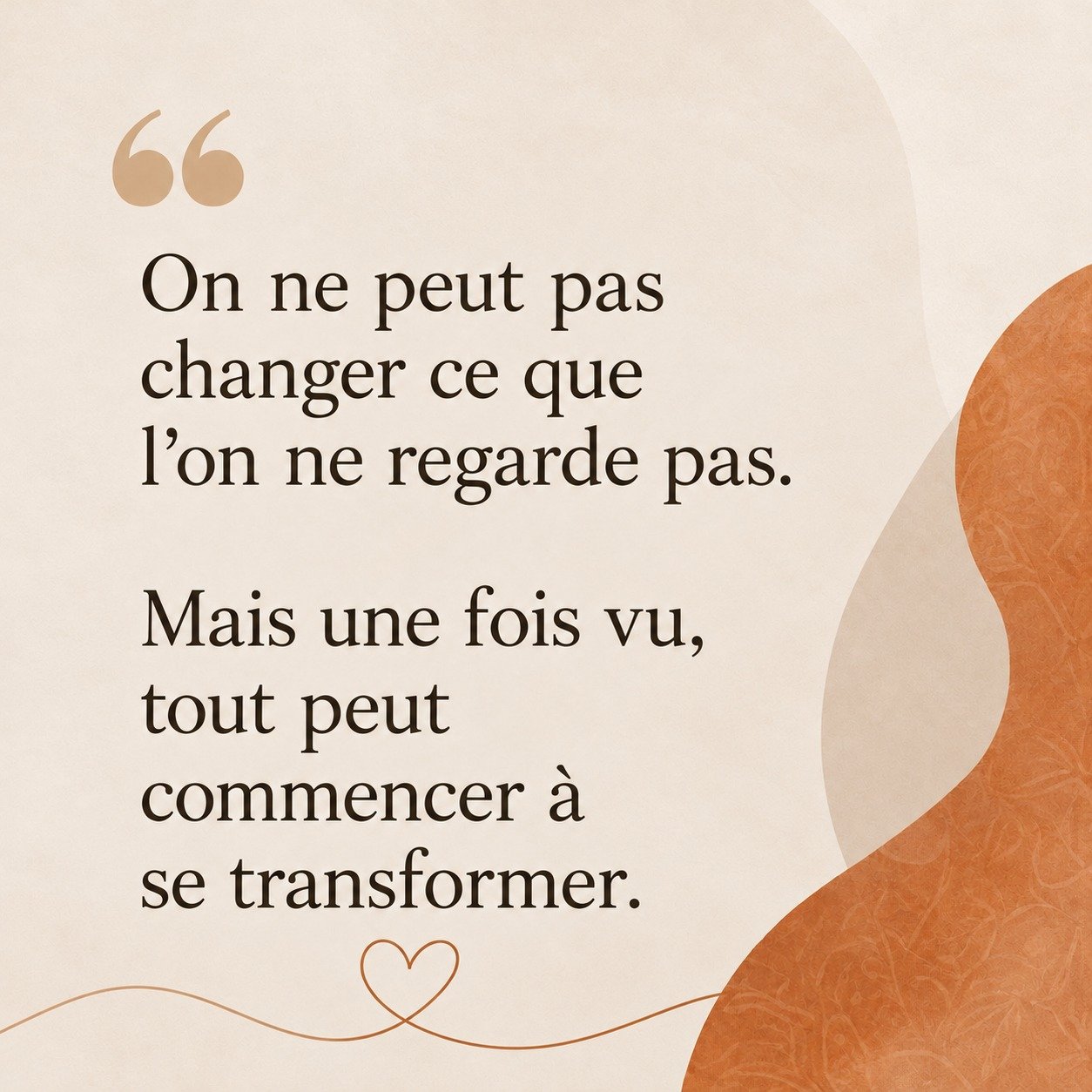 Et si ce que tu n&rsquo;oses pas regarder &eacute;tait justement ce qui t&rsquo;emp&ecirc;che d&rsquo;avancer ? 

On ne peut pas changer le pass&eacute;.
Mais on peut changer la place qu&rsquo;il occupe dans notre vie.

Les blessures, les silences, l