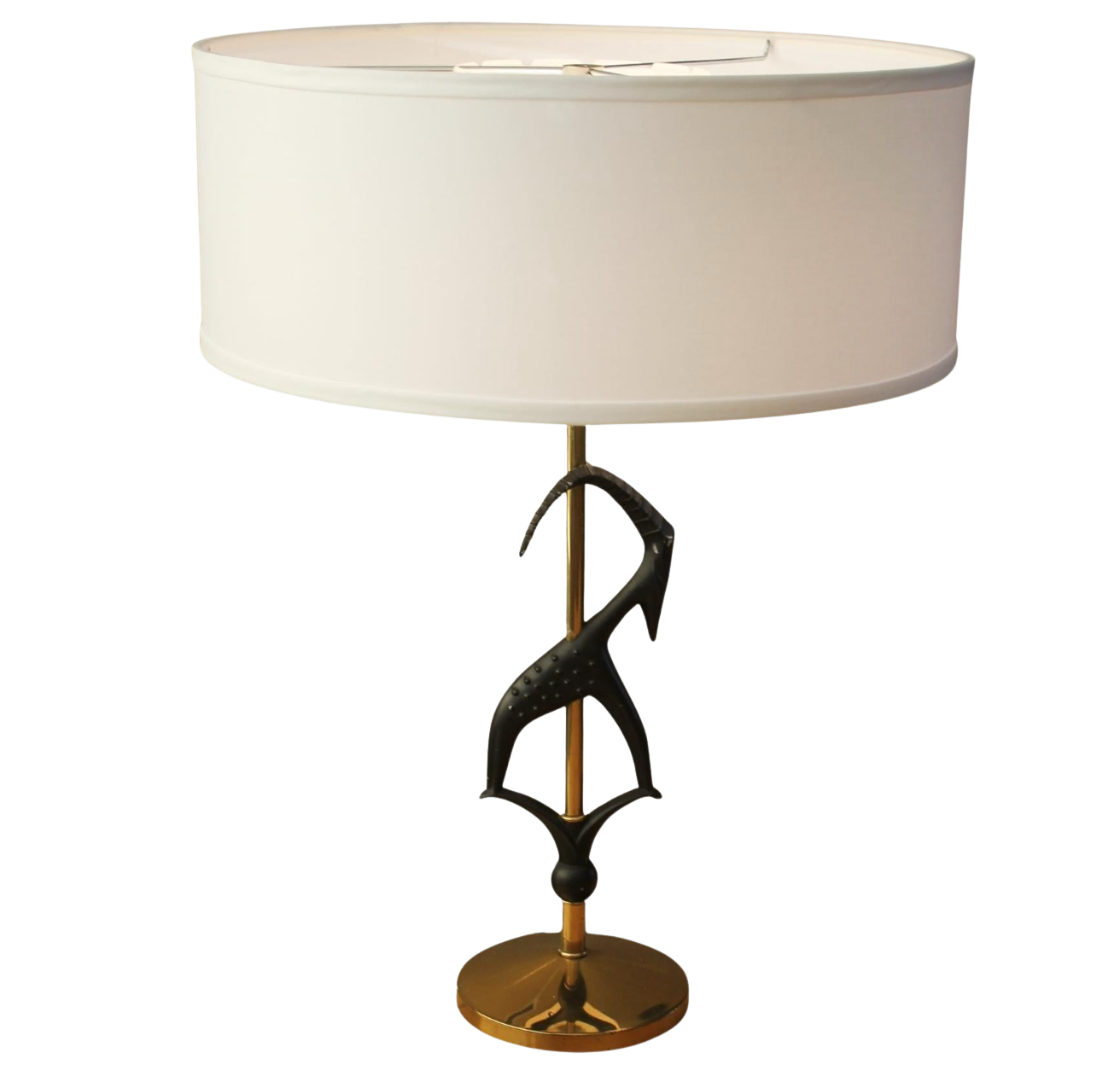 vintage brass antique lamp with an antelope gazelle desigh