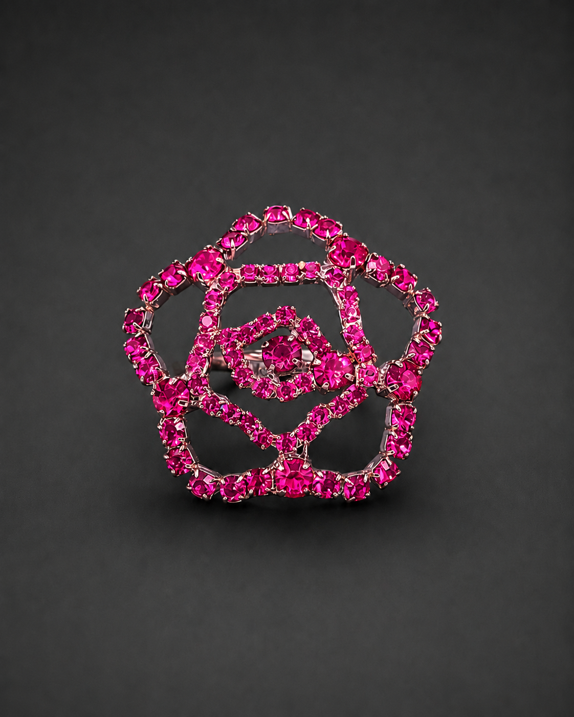 Rose Crystal Flower Ring
