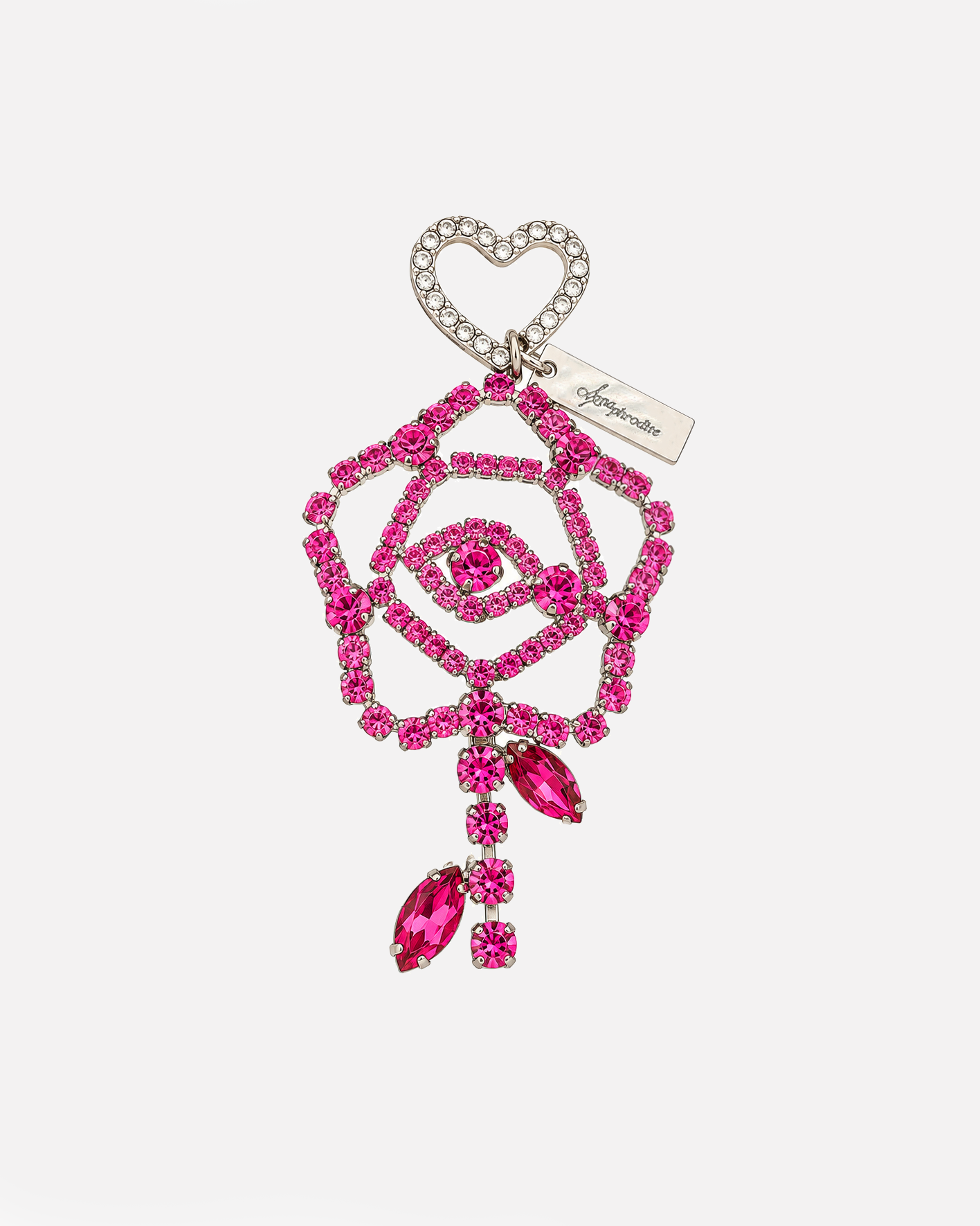 Crystal Rose and Stem Keychain