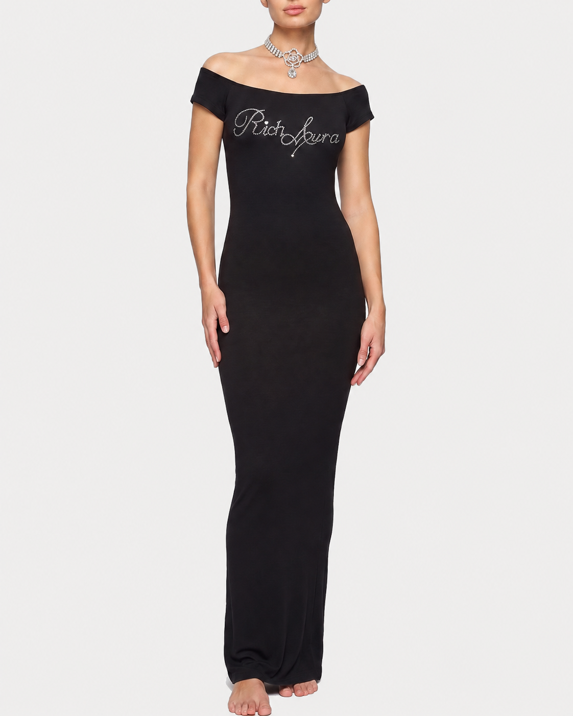 “Rich Aura” Rhinestone Maxi Dress