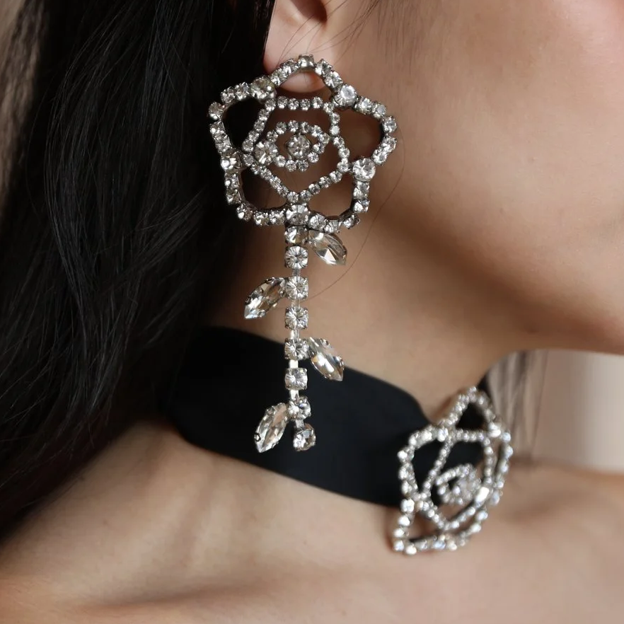 crystal earrings choker ribbon event occasion romantic fancy