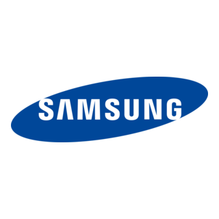 Samsung logo with blue oval and white text