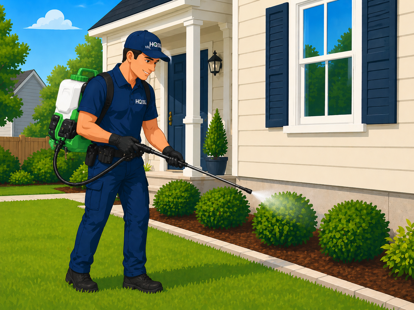 Person using a backpack sprayer for gardening