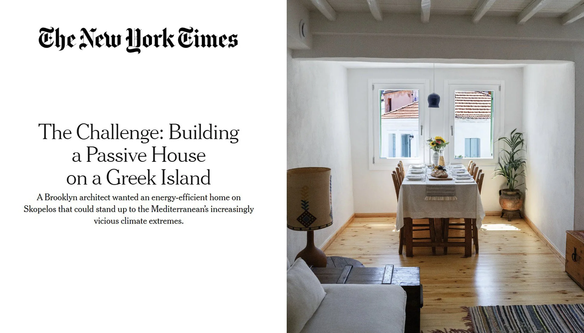 New York Times Feature: Skopelos House