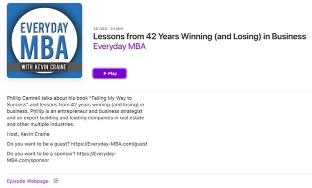 I believe it is an obligation of every leader to help those who come behind. It's how we grow as a society. Over the years, multiple people have asked me to do podcasts with them, and I usually pushed it off under the category of &quot;I don't have t