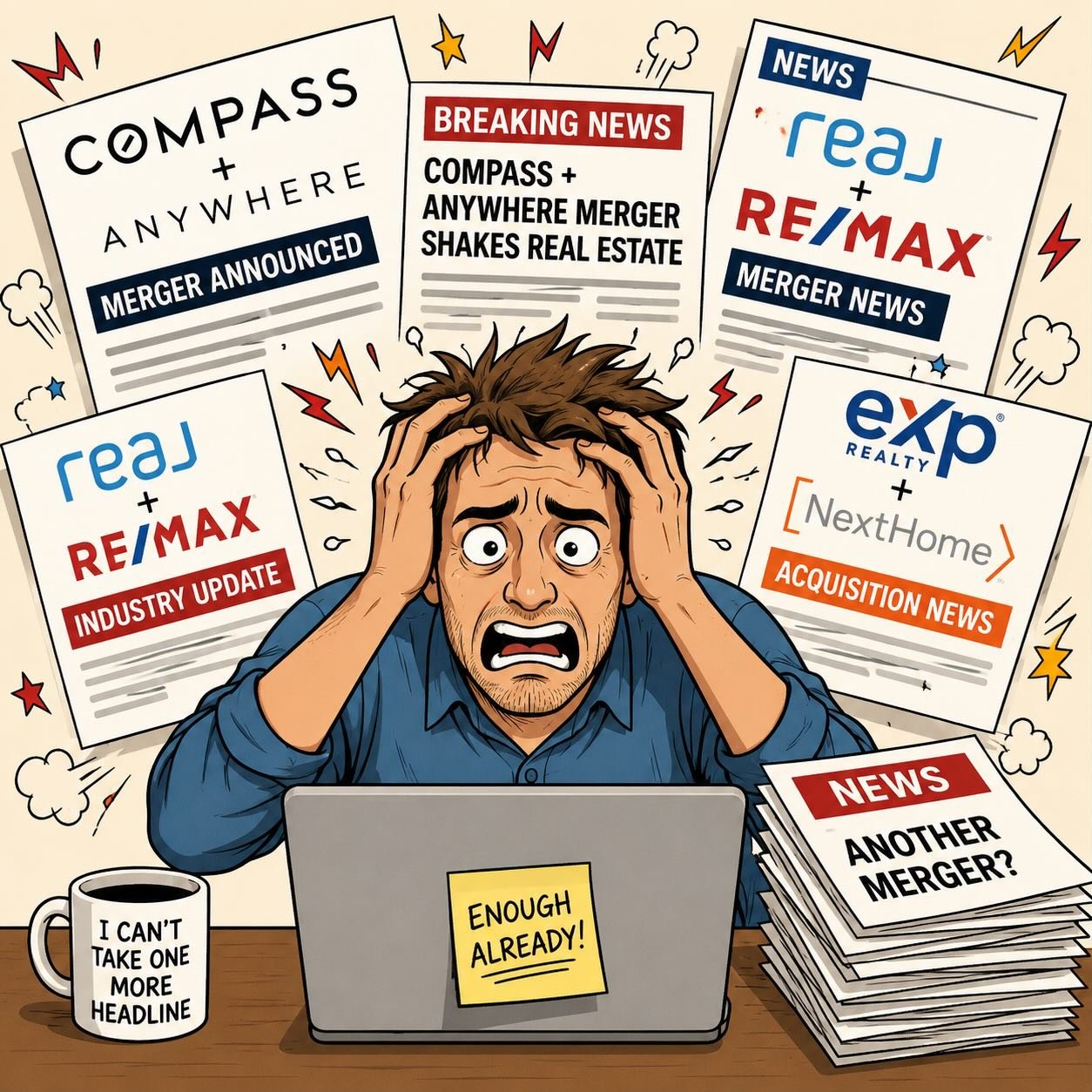 E v e r y single real estate brokerage media outlet out there has NOTHING to talk about for the last two months except the same merger / acquisition / purchase / take-over crap&hellip; blah blah blah blah. 

Here&rsquo;s a news flash: NOBODY CARES! 
