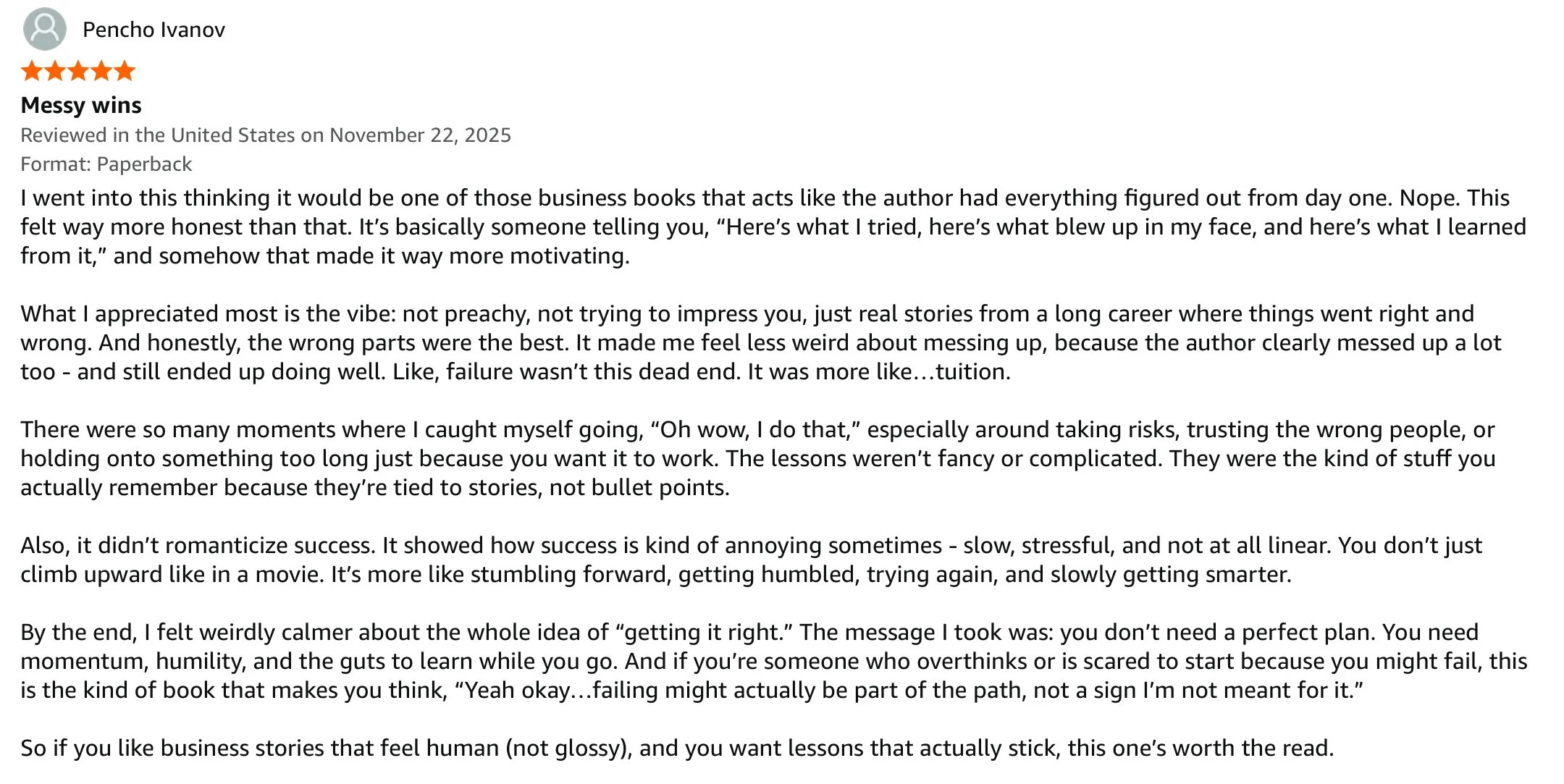 5 Star Review - Messy Wins